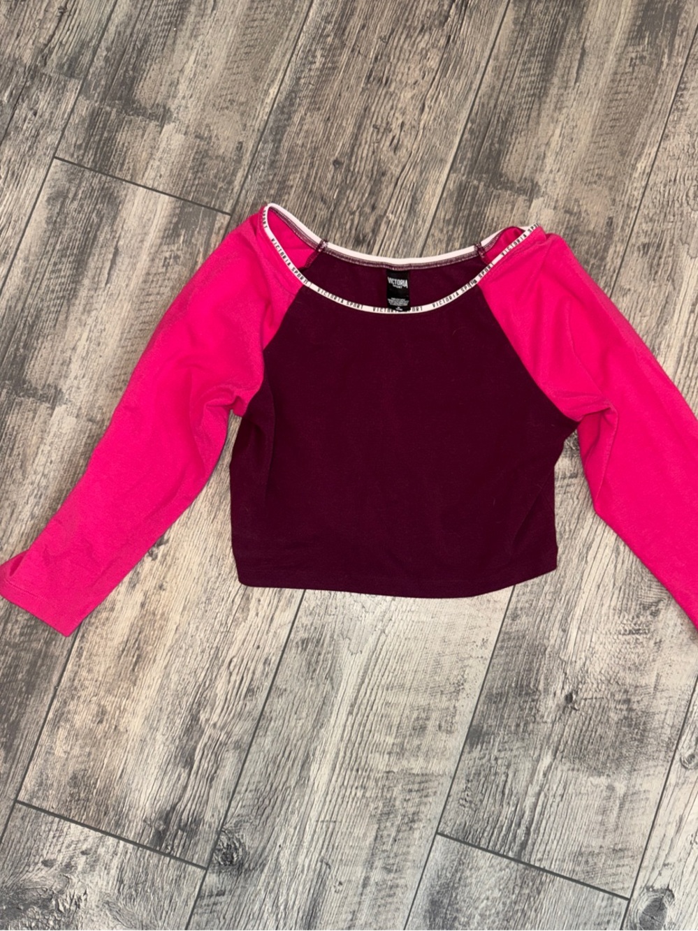 Victoria's Secret Two-Tone Crop Top - Hot Pink & Burgundy